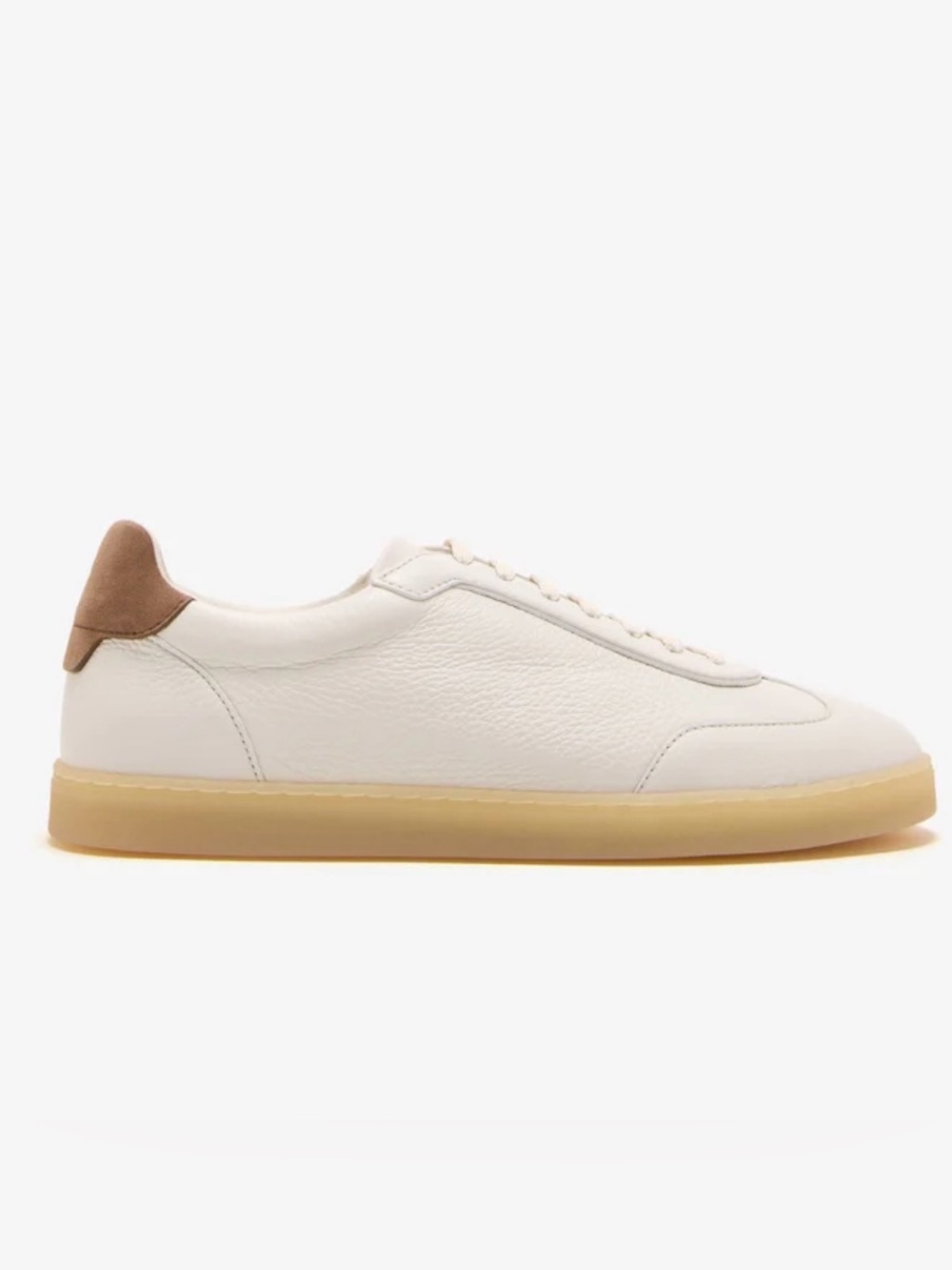 NWB Brunello Cucinelli Cream Deerskin Leather Men's Sneaker with Tan Heel